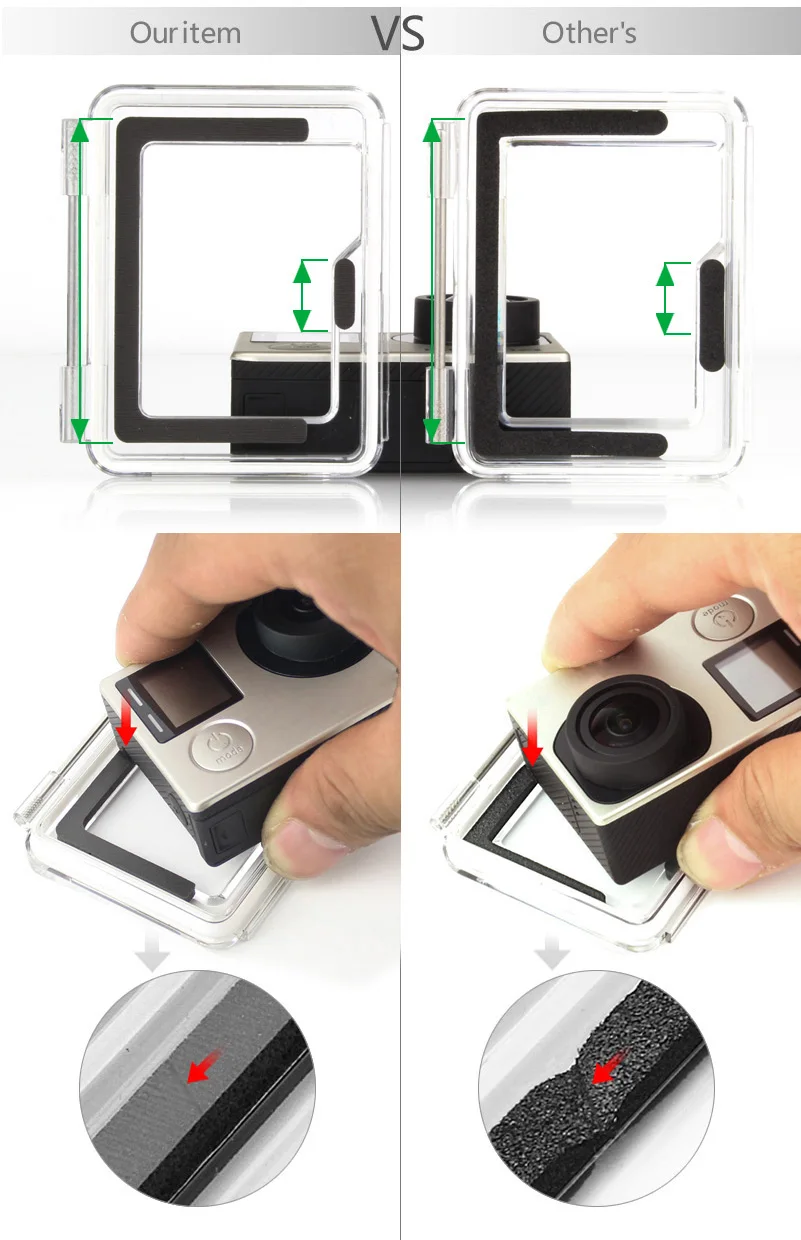 QIUNIU для Go Pro Аксессуары Открытый Скелет задняя дверь сенсорный дисплей чехол Замена для GoPro Hero 4 серебряный корпус Чехол