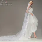 Белая Длинная Свадебная Фата С Кружевной Кромкой Цвета Слоновой Кости  Однослойная Свадебная Вуаль С Аппликацией Дешёвые Высококачественные Свадебные Аксессуары