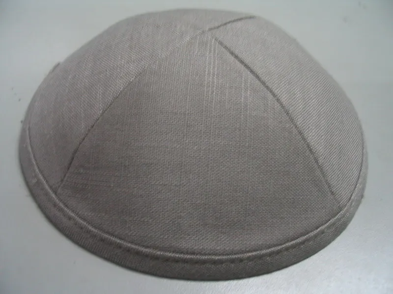 LIGHT GREY Льняная атласная сырая шелковая Роскошная еврейская кипа YARMULKE KIPPOT - Цвет: LIGHT GREY