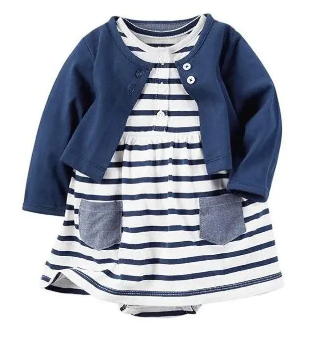 Style 20 Коллекция года, осенняя одежда для маленьких девочек платье для маленьких девочек пальто с длинными рукавами+ Боди-платье с короткими рукавами комплекты одежды из 2 предметов для маленьких девочек - Цвет: Style 20