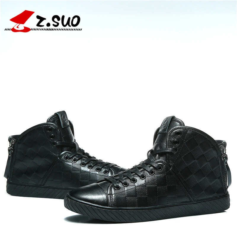 Zsuo men's autumn and winter trend high casual shoes high-top the latest popular fashion male leather ZS7901 | Обувь