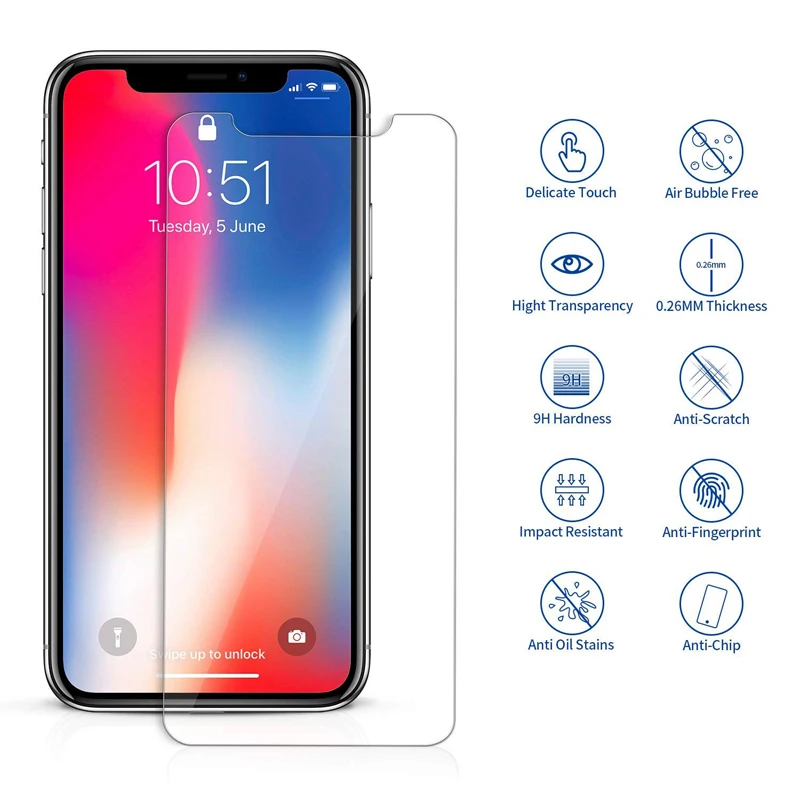 Защитное стекло 9H для iPhone 11 Pro Max защитная пленка экрана 7 6 8 X R XS 12 Защитная