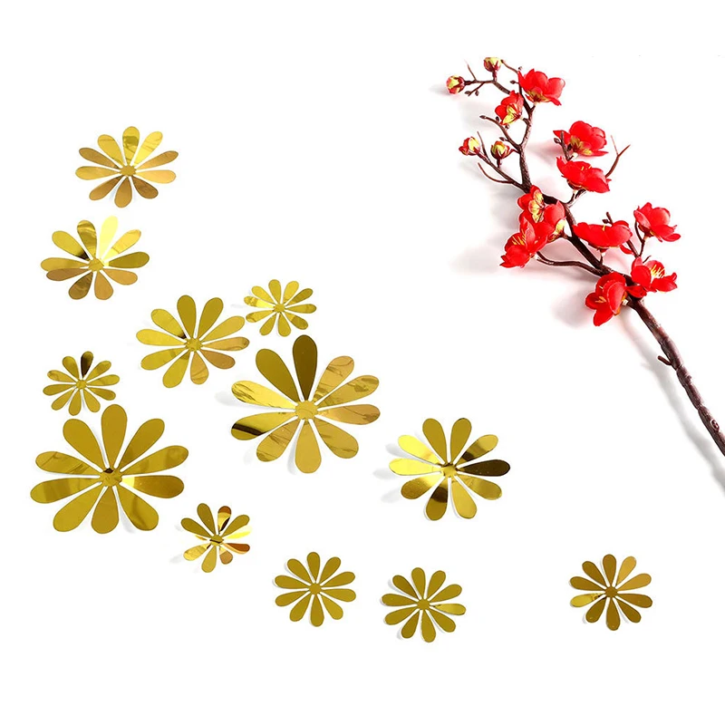 12 шт./компл. акриловая зеркальная поверхность солнечные цветы настенная наклейка