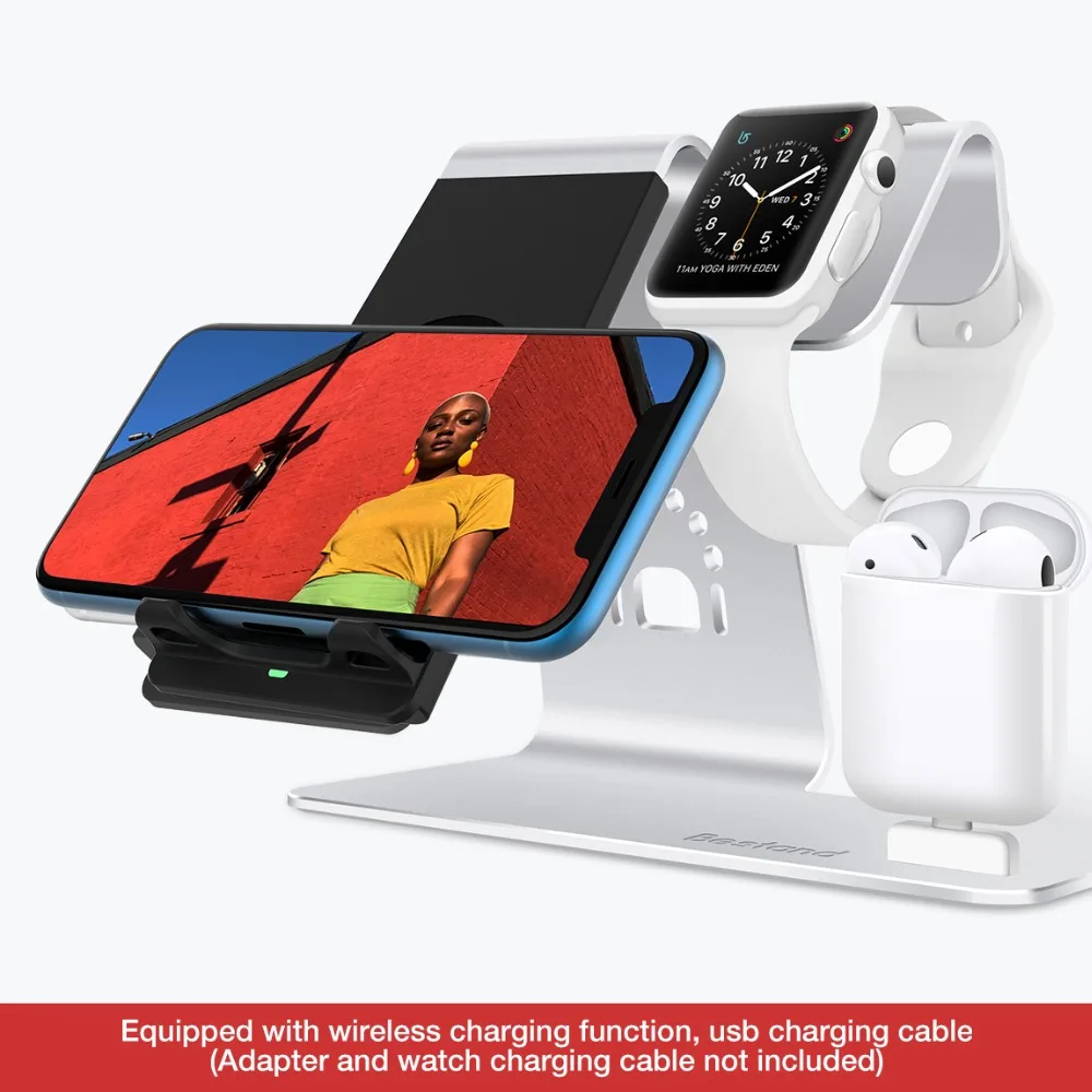 Bestand 3 в 1 Алюминиевая Подставка для Apple iPhone X/8/XS/XR зарядная станция для Airpods watch Qi быстрая Беспроводная зарядная док-станция