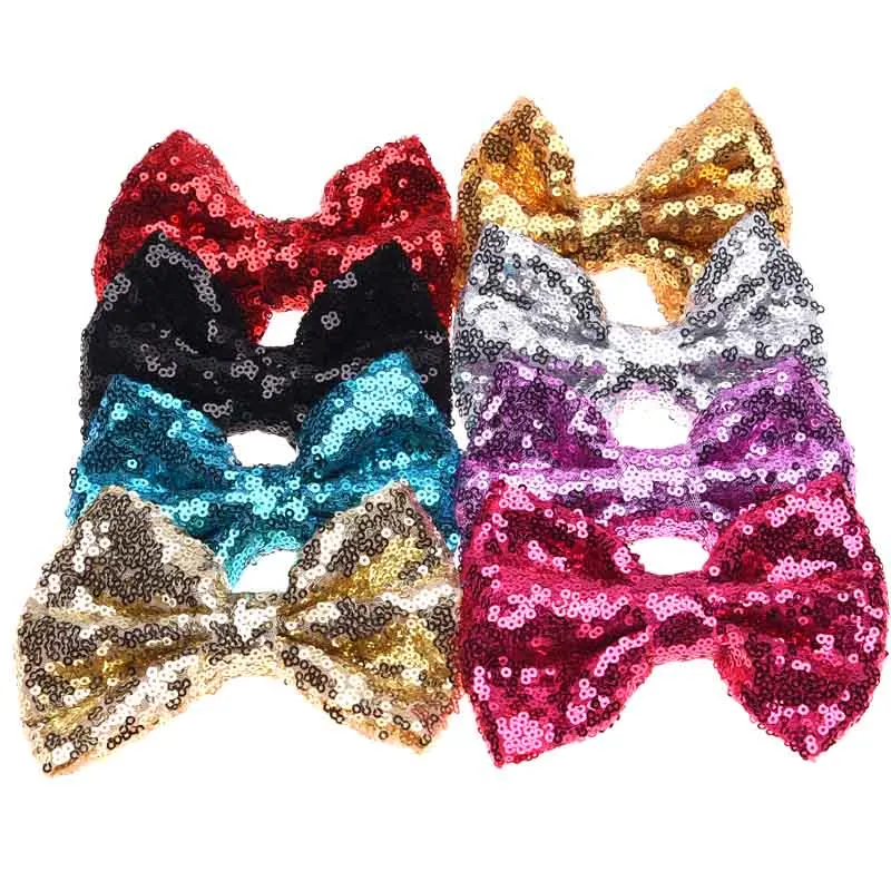 12 шт. заколки для волос с бантом и блестками|barrette for hair|glitter bowsequin hair bows |