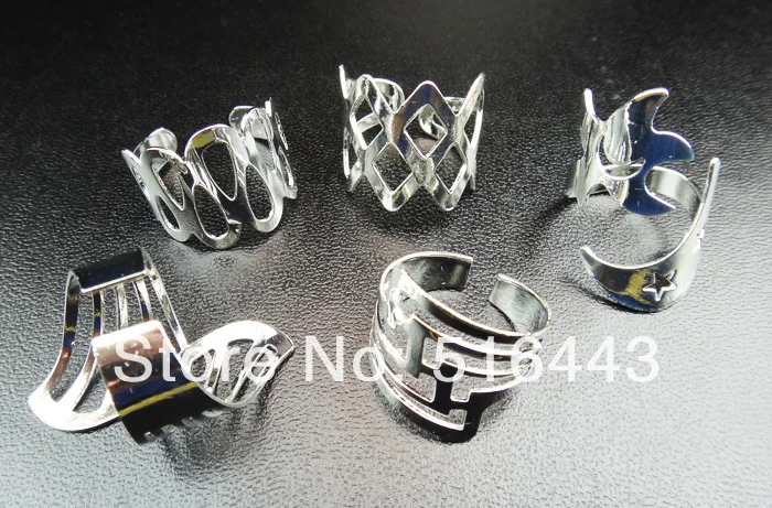 Горячая продажа 100 шт смешанный стиль регулируемые серебряные P Модные полые