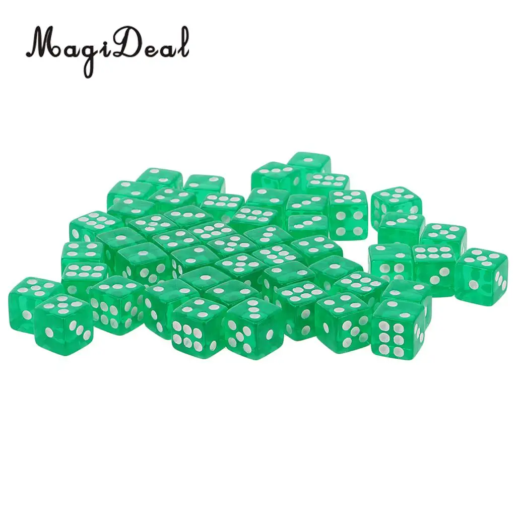 MagiDeal 50 шт в наборе прозрачные игральные кости D6 6 кубика 12 мм для настольных игр