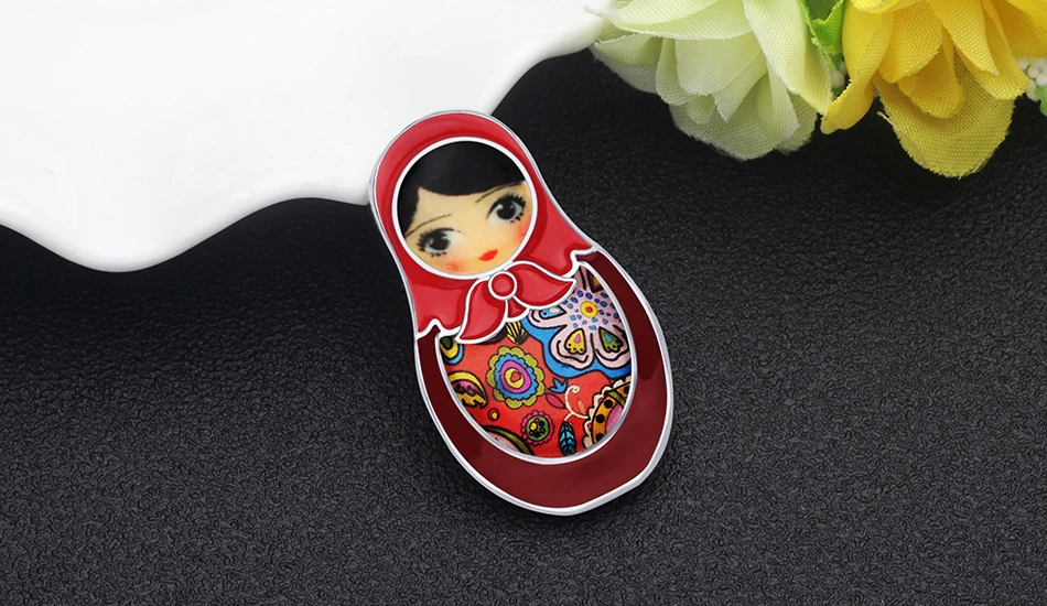 WEVENI Эмаль сплав мультфильм русские куклы Броши Одежда заколка на шарф Этнические украшения подарок для женщин девочек подарок для подростков аксессуары