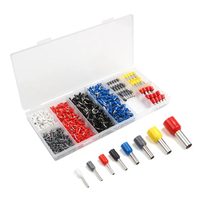 1200PC Mixed size Electric Wire Crimp Connectors Ferrules Kit Insulated Cord Pin End Terminals Assorted Set 22 8 AWG|Терминалы| |