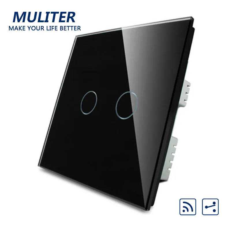 UK Standard Crystal Glass Panel Smart Touch Wall Light Switch 2 Gang Way Wireless Remote Control | Обустройство дома
