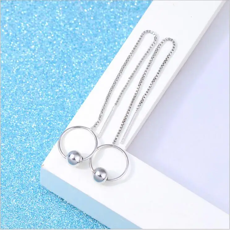 Новинка 2017 модные женские серьги круглые жемчужные длинные с кисточками