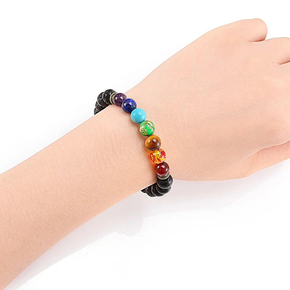 Новые браслеты с 7 чакрами для мужчин и женщин черная лава восстанавливающие