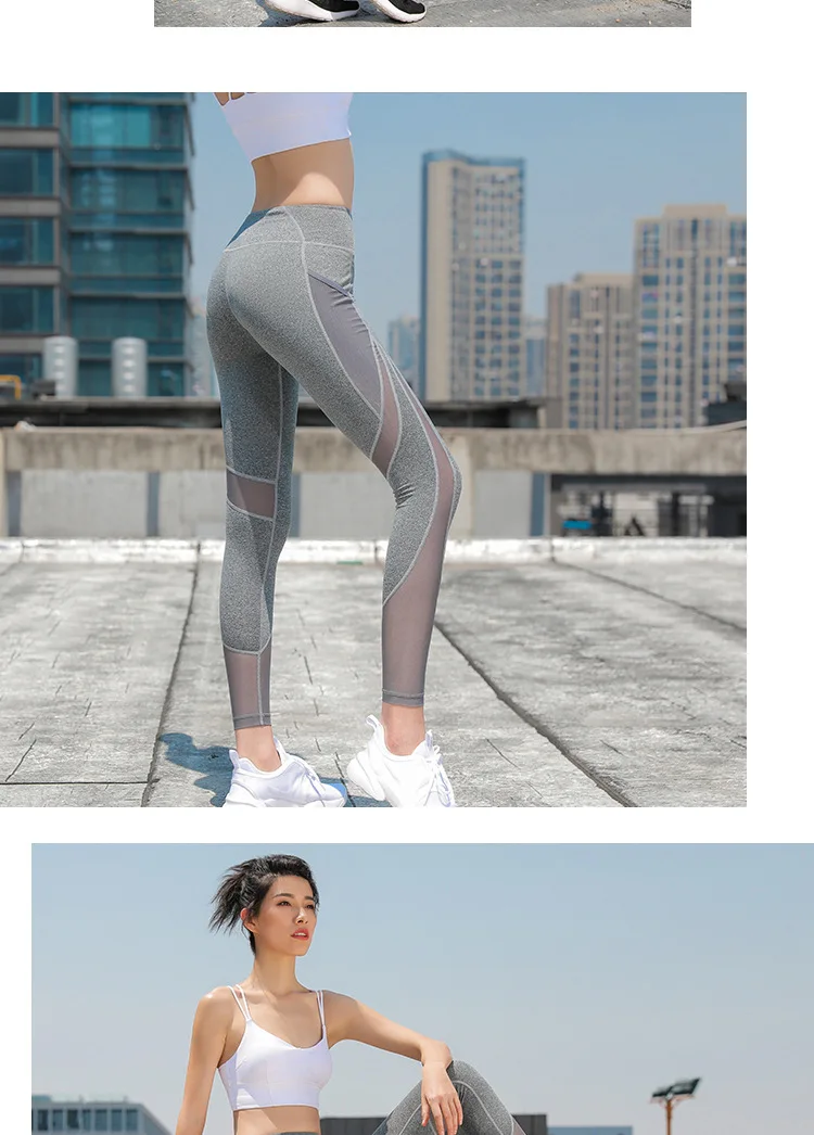 Breathable Mesh Panels Stretchy Yoga Pants Purple Tight Fitness Sport Leggings Women Mid Waist Active Gym Training Sports Pants