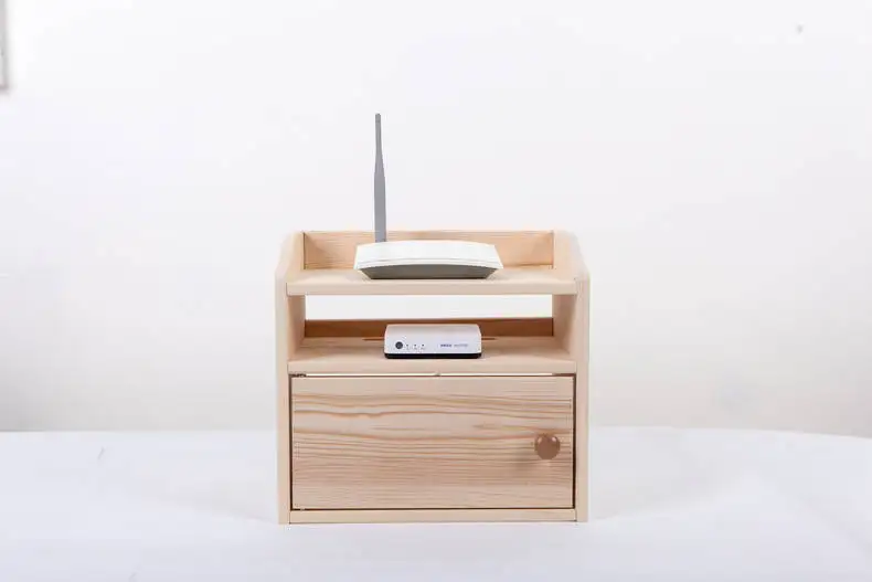Online Holz Schreibtisch Veranstalter Wifi Router Lagerung Box Regal Kabel Halter Kabel Outlet Bord Behälter Draht Sicherheit Ordentlich Hause