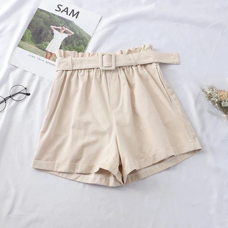 FTLZZ Женские повседневные шорты летние резинка на талии с поясом женские
