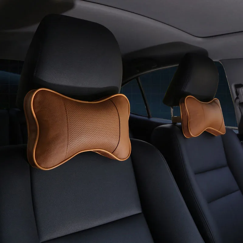Автомобильные предметы интерьера Neckrest Подушка сплошной цвет Автомобильная подушка с кожаной пены памяти