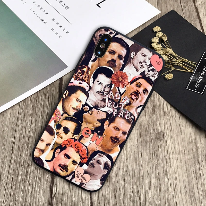 Чехол Freddie Mercury Queen band мягкий силиконовый черный чехол для телефона iPhone 6 6plus 7 8plus 5 5S