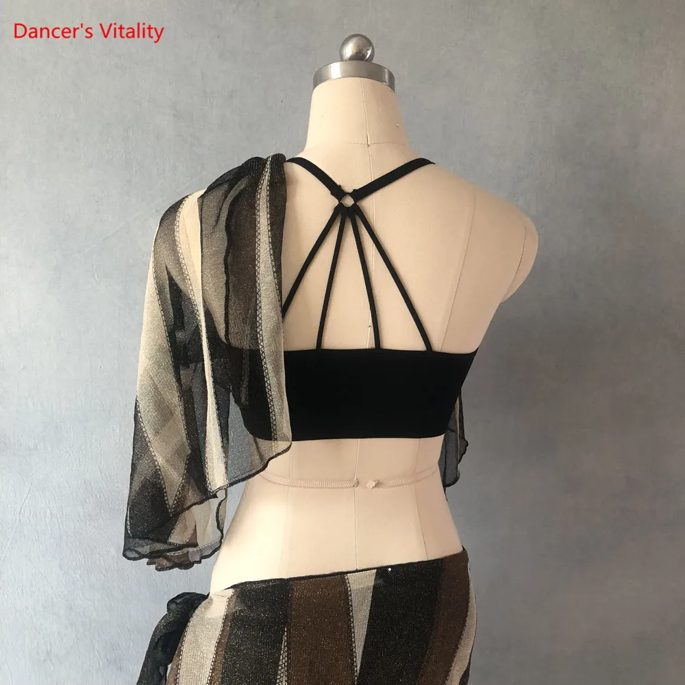 2019 New Design Brown stripe Top+Skirt 2pcs Women Dance Clothes Suit Spring Practice Suits | Тематическая одежда и