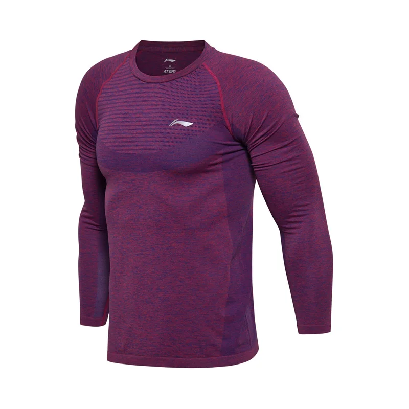 Li-Ning Мужская серия бадминтон AT DRY футболка с длинным рукавом облегающая дышащая подкладка Спортивная футболка ATLM111 MTL980 - Цвет: ATLM111-1H