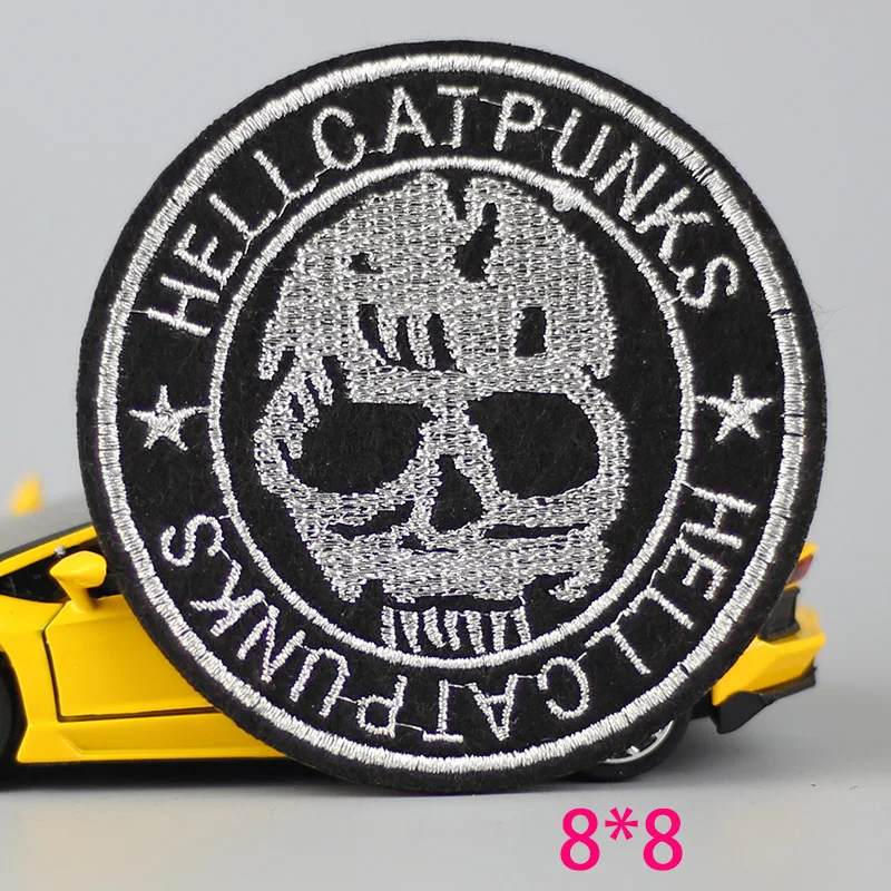 Горячая Распродажа 1 шт. круглый череп голова скелета железо на вышитой пластыре