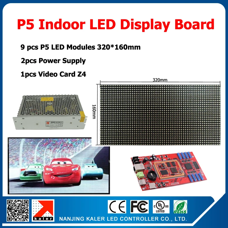 

factory wholesale diy kits p5 smd indoor full color led display sign 9pcs p5 led matrix display module+1 led control card+1power