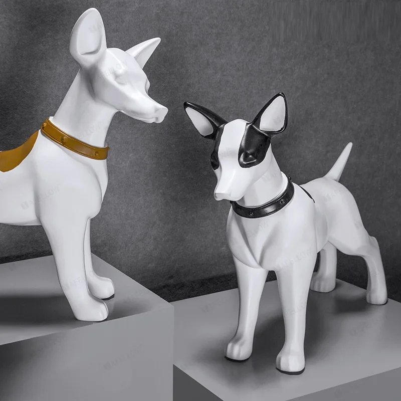 Статуэтки Dobermann на витрине, абстрактная статуя собаки, Художественная Скульптура животного, изделия из смолы, аксессуары для украшения дома R1088