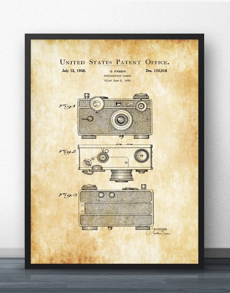 Argus C Фотографическая камера патент Blueprint настенная художественная краска