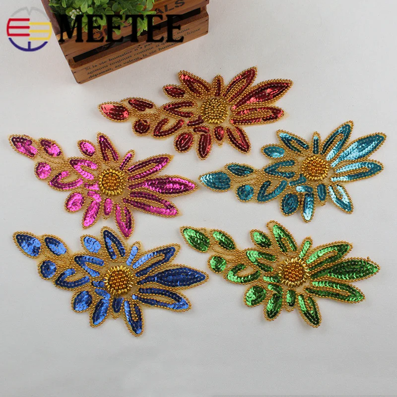 Meetee 5 шт. 21 5X10 см блесток цветок патчи палочка на Patche DIY сценическая одежда