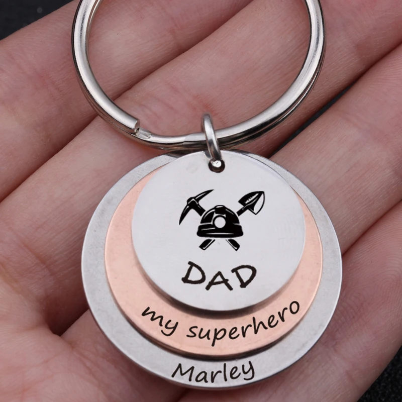 Брелок с гравировкой папа мой супергерой марли Персональная настройка имени