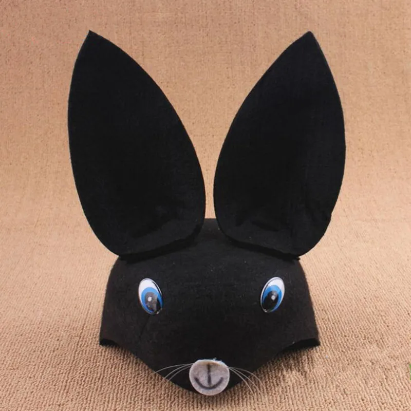 black rabbit Прекрасные нетканые шляпы с животными из мультфильмов для детей и взрослых; Семейные реквизиты; вечерние шапки; карнавальный костюм на Рождество и Хэллоуин - Цвет: black rabbit