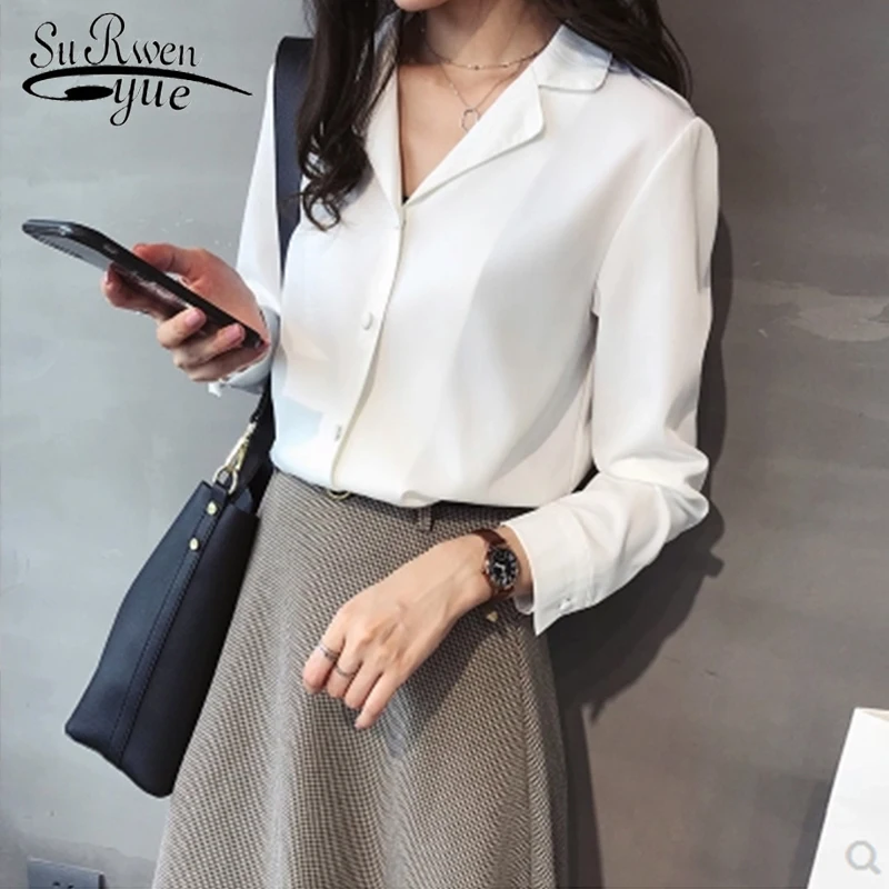 Blusas mujer de moda осень 2020 Женская рабочая одежда шикарная шифоновая рубашка с