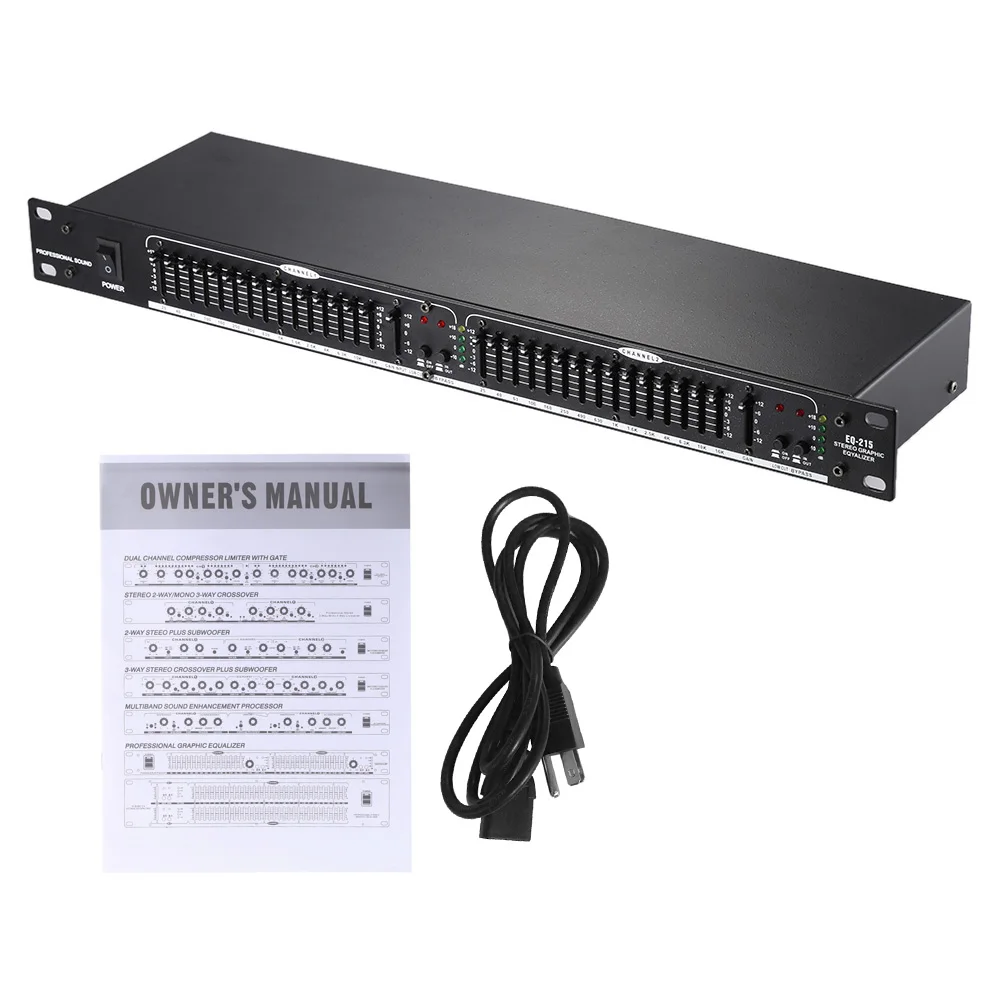 

High Quality EQ-215 Dual Channel 15-Band Equalizer 1U Rack Mount