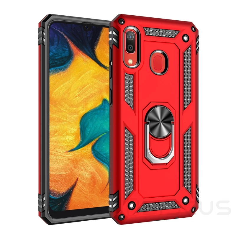 Красный Армированный чехол для samsung Galaxy A20E A30S A10S A50S A20S A10E A10 A20 A30 A40 A50 A51 A80 A70 M30S M40 S10E S10 Plus S9 S8 A307F A505FN A107 A202 A105 A205 A405 A70S противоударный кольцо чехол для автомобиля - Цвет: Красный