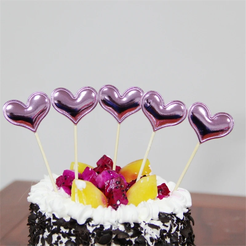 5 шт искусственная кожа сердце голова торт Топпер для дня рождения кекс флаг
