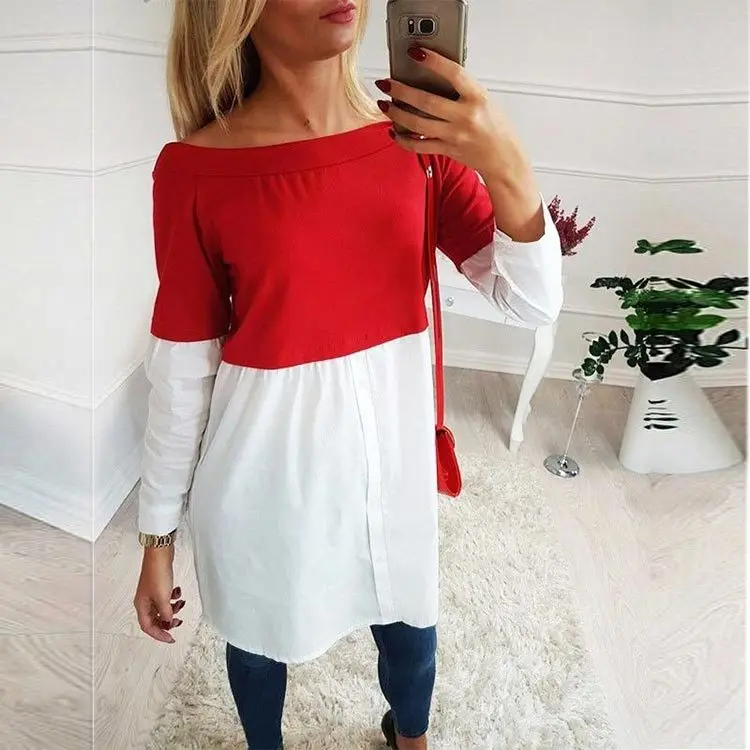 Red top Женские футболки для беременных; Лоскутная Одежда большого размера; топы для беременных женщин с принтом; модные рубашки для беременных; Одежда для беременных; - Color: Red top