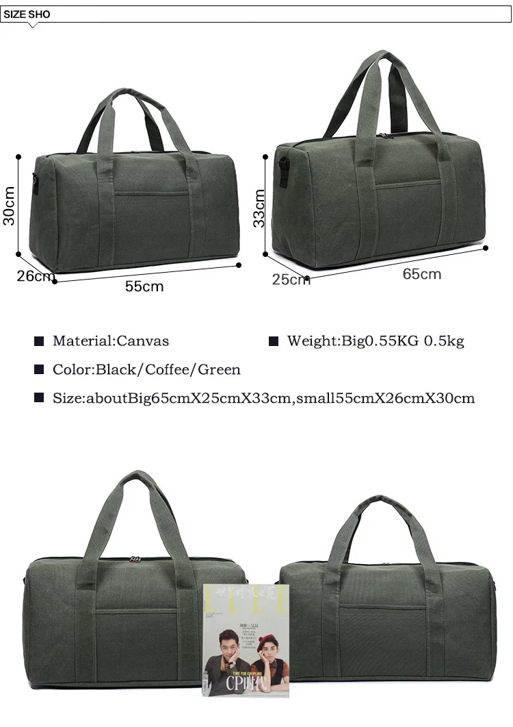 Wobag Men Travel Bags Hand Luggage Casual Travel Duffle Bag Women Big Sports Gym Bag Canvas Weekend Ocernight Bag