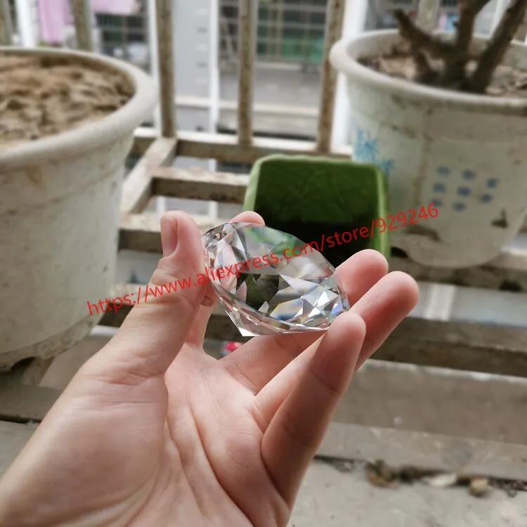 1pc/lot 60mm large clear glass crystal rhinestone pointback for display showroom decoration round stone pendulum shiny products