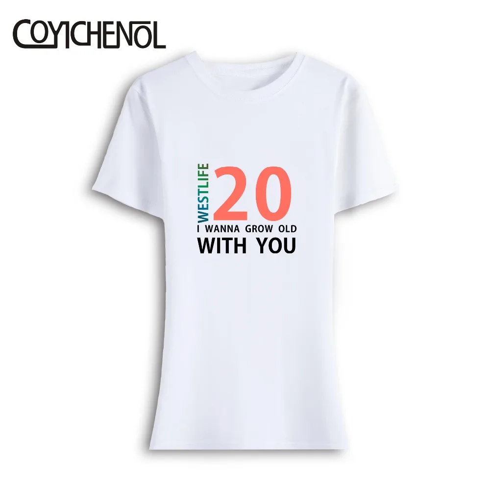 Женская футболка с коротким рукавом COYICHENOL Westlife круглым вырезом и принтом I WANNA GROW