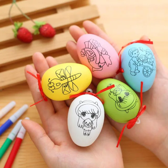 random color Игрушки для детей, детские креативные ручной работы, пасхальное яйцо ручной работы, мультфильм окрашенная яичная скорлупа, игрушки для детей, развивающие - Цвет: random color
