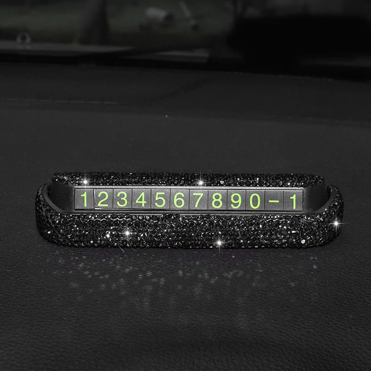 black Алмазная кристаллическая Скрытая карта автомобильной временной парковки номерная карта номерная пластина телефон номерная карта Стразы наклейки для автомобиля - Название цвета: black