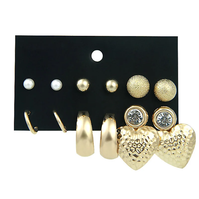 2019 женские серьги гвоздики в богемном стиле имитация жемчуга сплав круглые форме