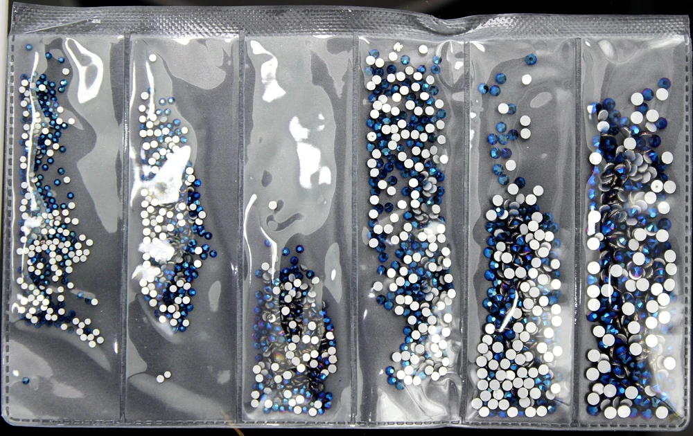 Blue Hematite Стразы для ногтей DIY, 24 цвета, SS3-SS10, маленькие размеры, стеклянные стразы для ногтей, 3D украшение для ногтей, низкая стоимость доставки, оптом - Цвет: Blue Hematite