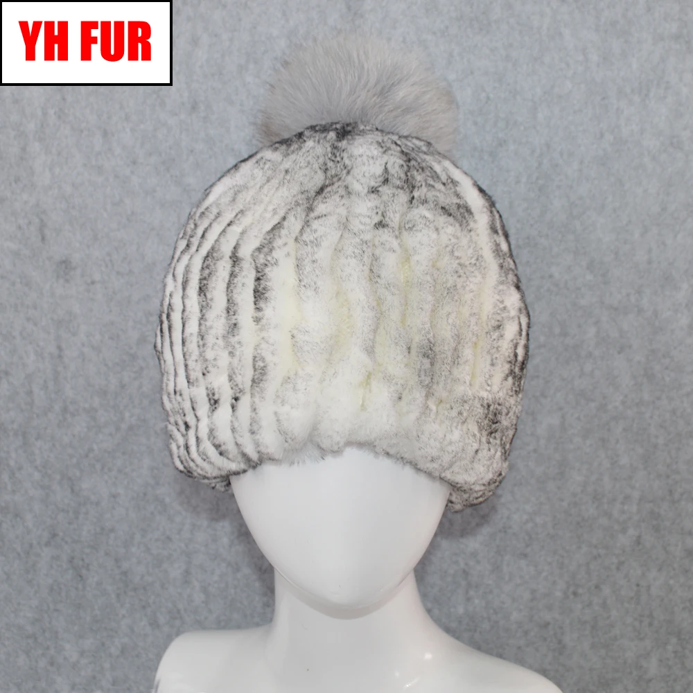 Русская зима натуральный шапка из меха кролика Рекс женские на резинке отделка