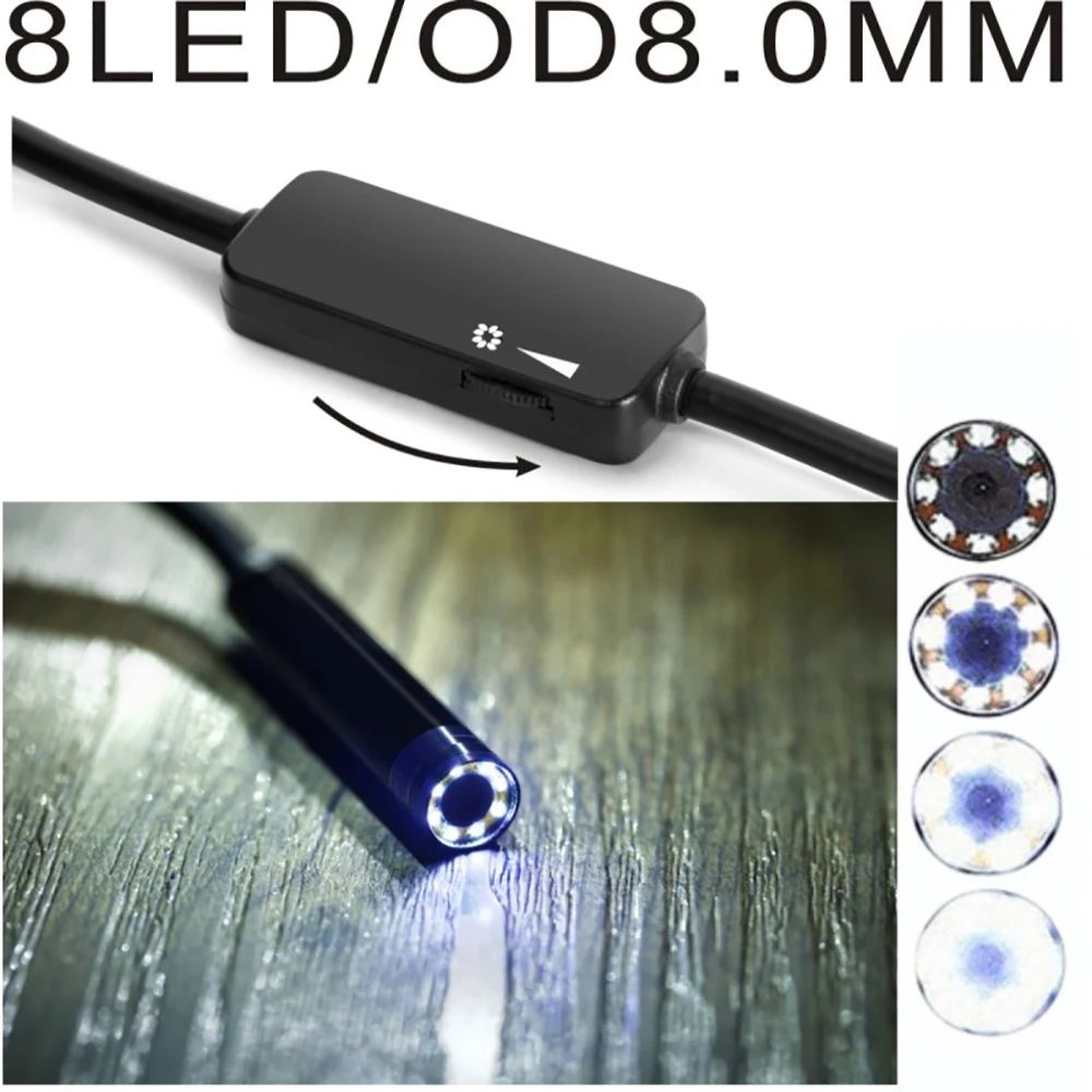 8mm Wifi Endoscope Android/IOS/PC Borescope Waterproof Lens 8 LED Lights Endoscopic HD Camera Soft Tube | Инструменты