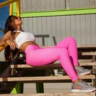 Высокая WaistJacquard высокая эластичность, для йоги брюки для девочек спортивные лосины Леггинсы женщин для текстурированн