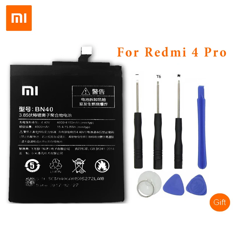 XiaoMi BN40 Аккумуляторы для телефонов 4000 мАч Redmi 4 Pro Prime 3G RAM 32G ROM Edition Redrice сменная