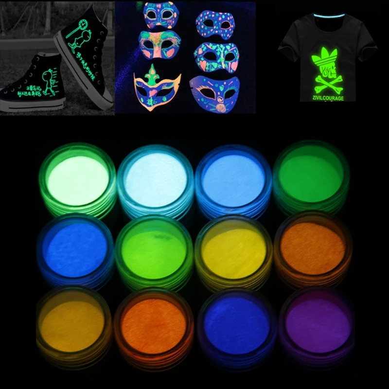 

12 Colors Fluorescent Super Bright Glow-in-the-Dark Powder Pigment DIY Jewelry