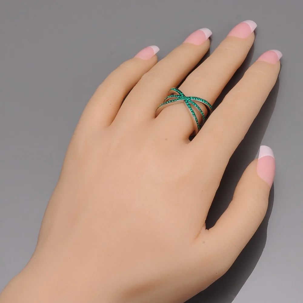 Модные ювелирные изделия KIVN сверкающие Элегантные кольца с синим кристаллом и