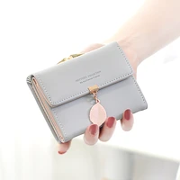 2019 new fashion mini wallet bag women hasp three fold small short coin pocket purse flowers printed lock card holder wallet