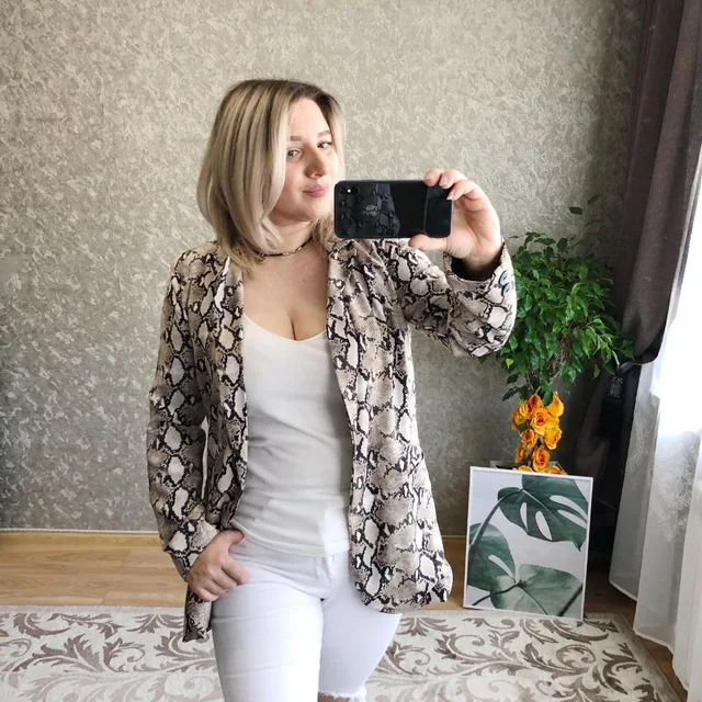 Женский блейзер новый костюм со змеиным принтом с длинными рукавами куртка